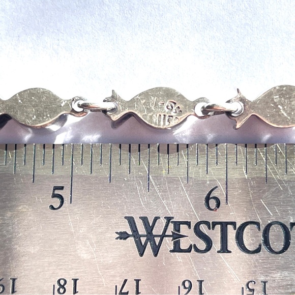 Colorful Vintage Taxco Gemstone 925 Silver Fish-shaped Bezel set Chain Bracelet - Picture 9 of 11